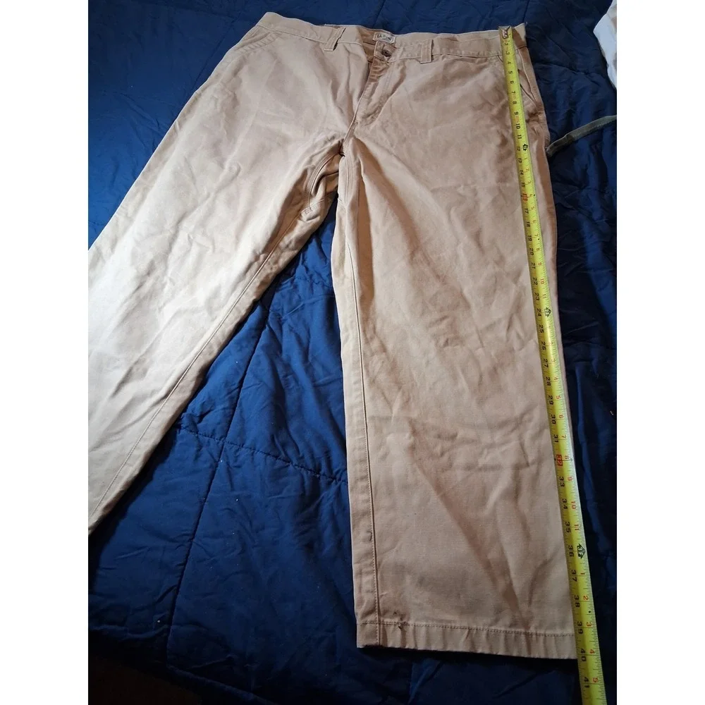 LL Bean Pants Men's 44x29 Khaki Heavy Duty Rugged Workwear 0 DUW3 Canvas‎